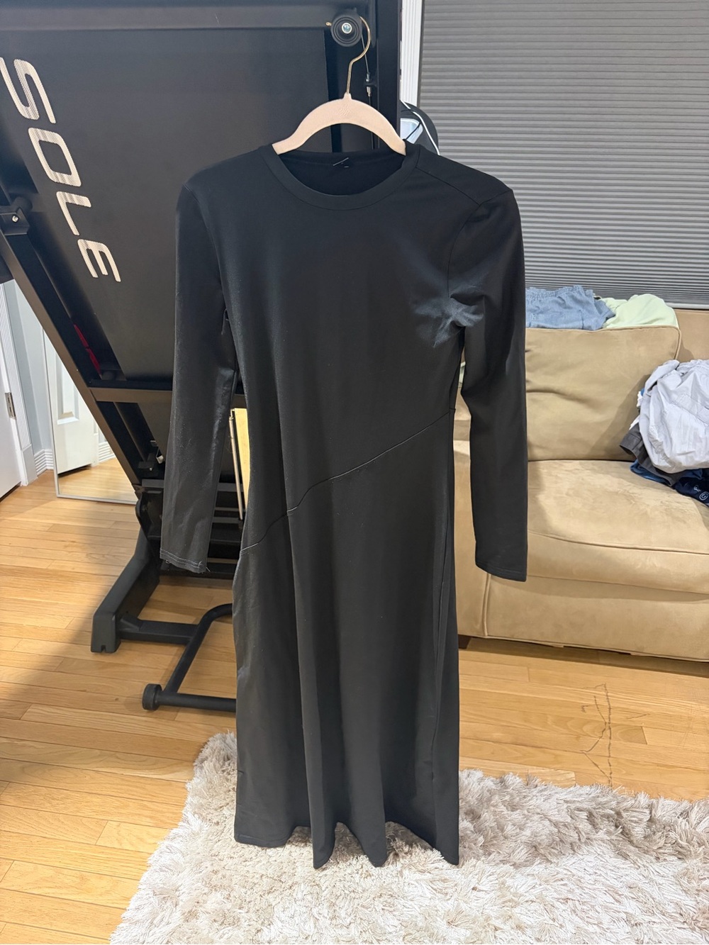 Women's Black Long Sleeve Maxi Dress